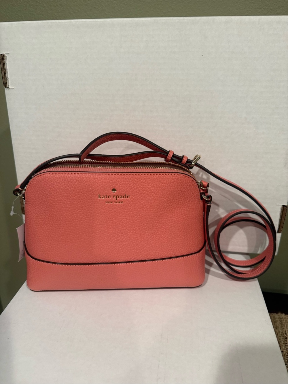 kate spade Coral Pink Pebbled Leather Crossbody Satchel